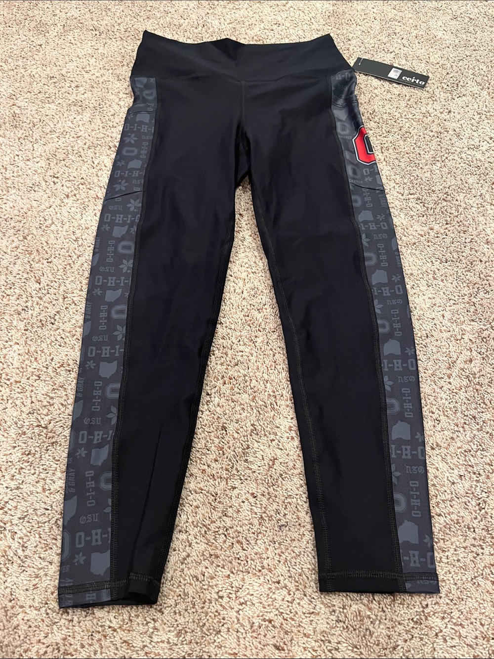 Ohio State Black Athletic Leggings with Charcoal Side Panels